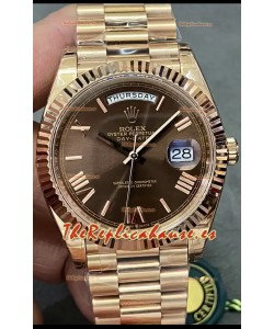 Rolex Day Date Presidential 18K Reloj Oro Rosado 40MM - Dial Marrón Calidad a Espejo