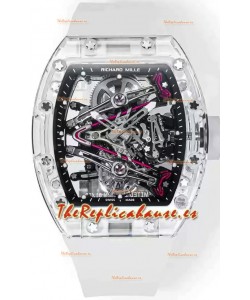 Richard Mille RM38-02 Zafiro Bubba Watson Genuino Movimiento Tourbillon Goma Translucida Réplica Espejo 1:1