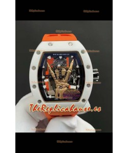 Richard Mille RM66 Flying Genuino Tourbillon Cerámica Blanca Correa Naranja Reloj Réplica Superclone