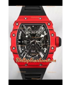 Richard Mille RM12-01 Caja Fibra de Carbono Genuino Movimiento Tourbillon Reloj Réplica Espejo 1:1