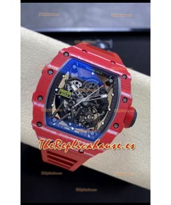 Richard Mille RM35-02 Rafael Nadal Caja de Fibra de Carobono Roja Red con Genuino Tourbillon Reloj Super Clon