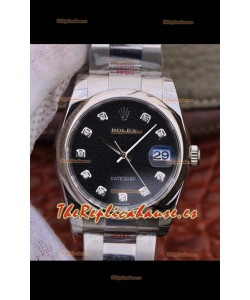Rolex Datejust 36MM Movimiento Cal.3135 Reloj Réplica Suizo en Caja de Acero 904L - Dial Negro tipo Computadora