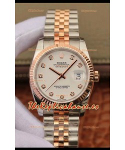 Rolex Datejust 36MM Movimiento Cal.3135 Reloj Réplica Suizo en Acero 904L Caja en Dos Tonos Dial Blanco
