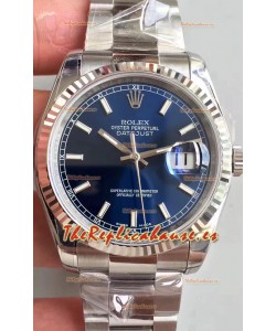 Rolex Datejust 36MM Movimiento Cal.3135 Reloj Réplica Suizo en Caja de Acero 904L Dial Azul