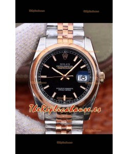 Rolex Datejust 36MM Movimiento Cal.3135 Reloj Réplica Suizo en Acero 904L Caja en Dos Tonos Dial Negro