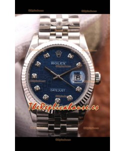 Rolex Datejust 36MM Movimiento Cal.3135 Reloj Réplica Suizo en Acero 904L Dial Azul tipo Computadora