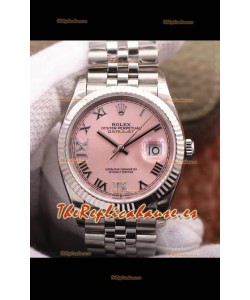 Rolex Datejust 36MM Movimiento Cal.3135 Reloj Réplica Suizo en Acero 904L Dial Rosado