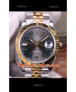 Rolex Datejust 41MM Movimiento Cal.3135 Reloj Réplica Suizo en Acero 904L de Dos Tonos Gris Dial 