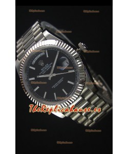 Rolex Day Date Reloj Réplica Japonés - Dial Negro Caja en Acero - 40MM