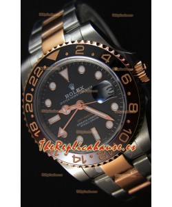 Rolex GMT Masters Reloj Réplica Movimiento Japonés en Dos Tonos Caja Oro Rosado
