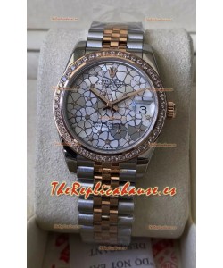 Rolex Datejust M278381RBR 31MM Réplica Suiza Oro Rosado Dos Tonos - Dial Motivo Floral Calidad Espejo 1:1