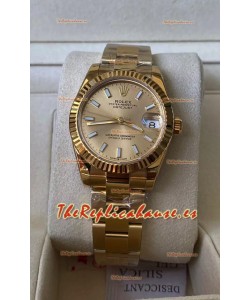 Rolex Datejust 278278 31MM Réplica Suiza en Acero 904L Caja Oro Amarillo con Marcadores Stick Calidad Espejo 1:1 