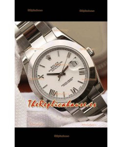 Rolex Datejust 41MM Cal.3135 Reloj Réplica Suizo a Espejo 1:1 en 904L Dial Blanco