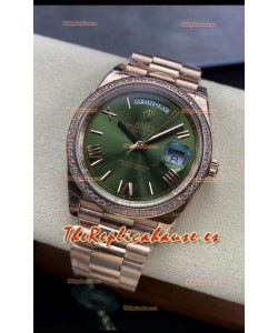 Rolex Day Date Presidential Reloj Oro Rosado 18K 40MM - Dial Verde Oliva Calidad Espejo 1:1