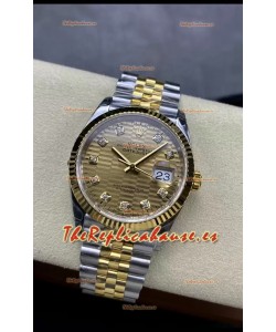 Rolex Datejust Movimiento Cal.3235 Réplica a Espejo 1:1 Acero 904L 36MM - Dial Dorado con Motivo Estriado
