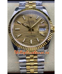 Rolex Datejust Movimiento Cal.3235 Réplica a Espejo 1:1 Acero 904L 36MM - Dial Dorado con Motivo Estriado