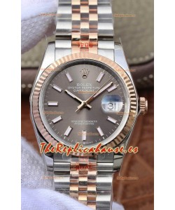 Rolex Datejust 36MM Movimiento ETA-3135 Reloj Réplica Suizo en Acero 904L de Dos Tonos Dial Gris