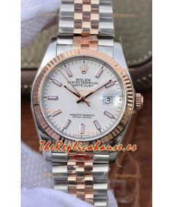Rolex Datejust 36MM Movimiento ETA-3135 Reloj Réplica Suizo en Acero 904L Dos Tonos Dial Blanco