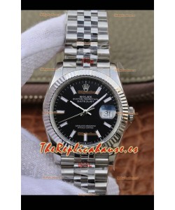 Rolex Datejust 36MM Movimiento ETA-3135 Répliza Suiza en Acero 904L Dial Negro