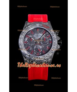 Rolex Daytona DiW Edición "Todo Negro/Rojo" Caja de Carbono Forjado Réplica a Espejo 1:1