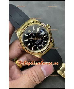 Rolex Sky-Dweller REF# M336235 Dial Negro Reloj Oro Amarillo Caja Acero 904L Réplica Espejo 1:1