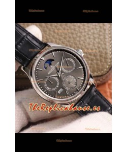 Jaeger LeCoultre Master Ultra Fino Calendario Perpetual Reloj Réplica Suizo en Dial Gris