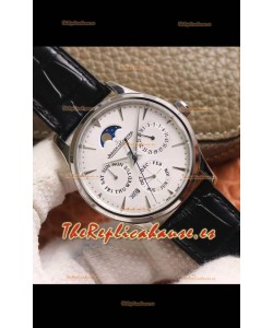 Jaeger LeCoultre Master Ultra Fino Calendario Perpetual Reloj Réplica Suizo en Dial Blanco