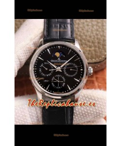 Jaeger LeCoultre Master Ultra Fino Calendario Perpetual Reloj Réplica Suizo en Dial Negro