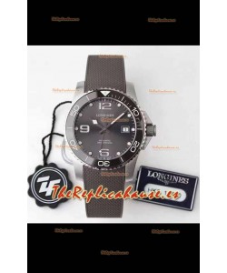 Longines HydroConquest Reloj Réplica Suizo a Espejo 1:1 en Dial Gris Correa de Goma
