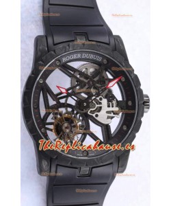 Roger Dubuis Excalibur Spider Flying Tourbillon Caja tipo Skeleton Caja de Carbono Reloj Suizo a Espejo 1:1