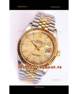 Rolex Datejust Dial Fluted-Motif 41MM Movimiento Cal.3135 Reloj Réplica Suizo en Caja de Acero 904L de Dos Tonos