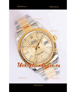Rolex Datejust Dial Fluted-Motif 41MM Movimiento Cal.3135 Reloj Réplica Suizo en Caja de Acero 904L de Dos Tonos