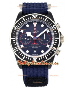 Tudor Pelagos FXD Caja Titanio Réplica Espejo 1:1 Cronógrafo Dial Azul En Correa Nato