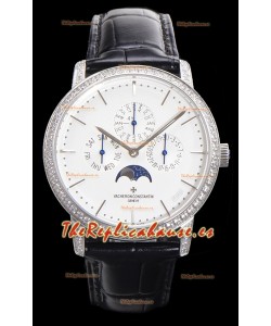 Vacheron Constantin Patrimony Perpetual Calendar Ultra-Thin Oro Blanco Dial Blanco Réplica Suiza