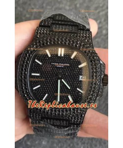 Patek Philippe Nautilus 5711 Revestimiento Negro Venom PVD Diamonds Reloj Réplica Suizo Dial Negro