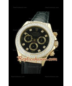 Rolex Daytona Reloj Suizo de Oro con Esfera de color Negro