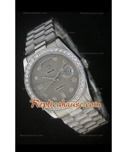 Rolex DayDate Reproducción Reloj Suizo con Esfera Impresa Gris