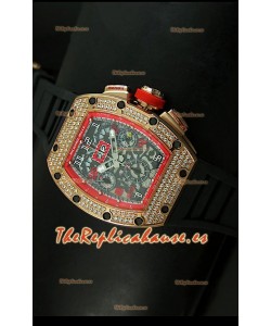 Richard Mille Edición Felipe Massa, Reloj Réplica Suiza en Caja de Oro Rosado y Titanio
