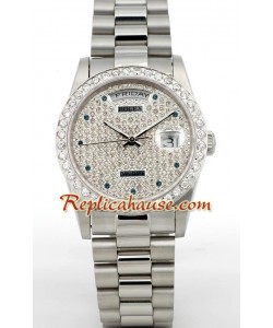 Rolex Réplica Day Date Silver - Diamond