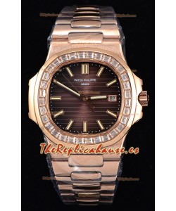 Patek Philippe Nautilus 5711/1R Reloj a Espejo 1:1 Bisel Diamantes Baguette