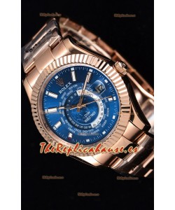 Rolex SkyDweller Reloj Suizo Caja de Oro Rosado de 18 K - Edición DIW Azul Oscuro