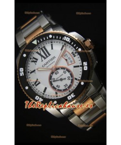 Calibre De Cartier Reloj 42MM Dial Negro, Caja en dos tonos - Reloj replica a espejo 1:1