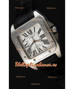 Cartier Santos De Cartier Reloj Réplica a Espejo 1:1 Correa Negra 33MM Reloj de Mujeres