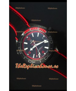 Omega Seamaster Planet Ocean Deep Black Red GMT Reloj Replica Suizo Edición 1:1