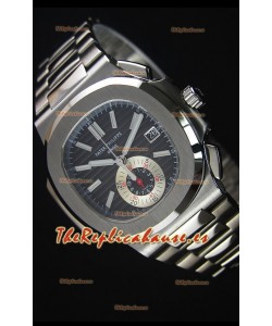 Patek Philippe Nautilus 5980 Reloj Replica Espejo 1:1, Cronógrafo, Caja en Acero, Dial Negro