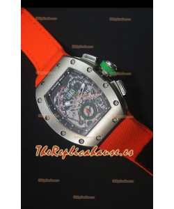Richard Mille RM011 Filipe Massa Reloj Replica Suizo Caja en Titanio en correa de Nylon Naranja