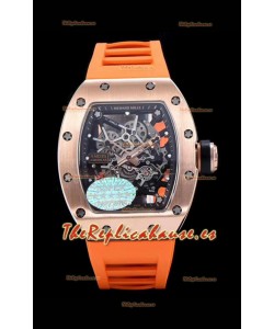 Richard Mille RM035 AMERICAS Reloj Réplica en Oro Rosado de 18K Correa Naranja
