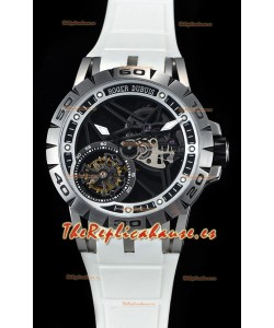 Roger Dubuis Excalibur Spider Flying Tourbillon Skeleton Caja de Titanio Reloj Suizo a Espejo 1:1