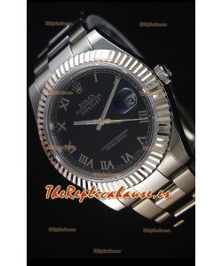 Rolex Datejust II 41MM Reloj Replica Suizo con Movimiento Cal.3136 Dial en color Negro, Numerales de Hora en Numeros Romanos