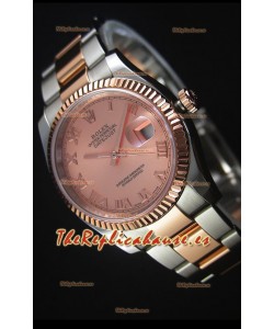 Rolex Datejust Reloj Replica en Oro Rosado, Dial con Numeros Romanos, 36MM con Movimiento Suizo 3135
